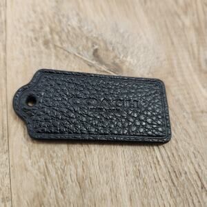 COACH Logo New York Hang Tag Charm Purse Pebble Leather 2x1" Black No Chain